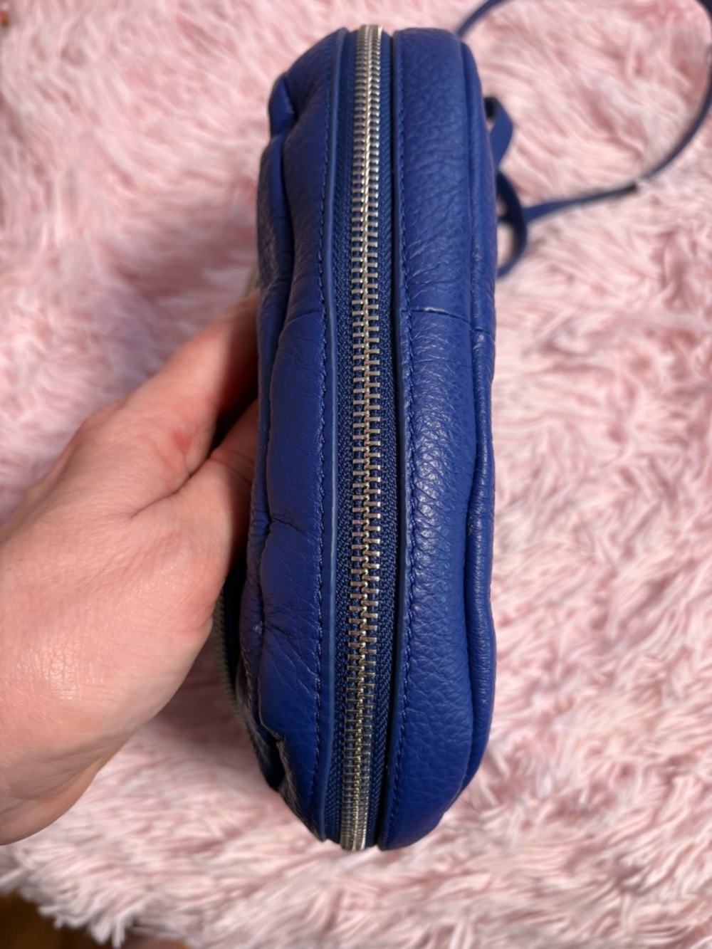 Vince Camuto Cobalt Blue Pebbled Leather Crossbody - Picture 4 of 14